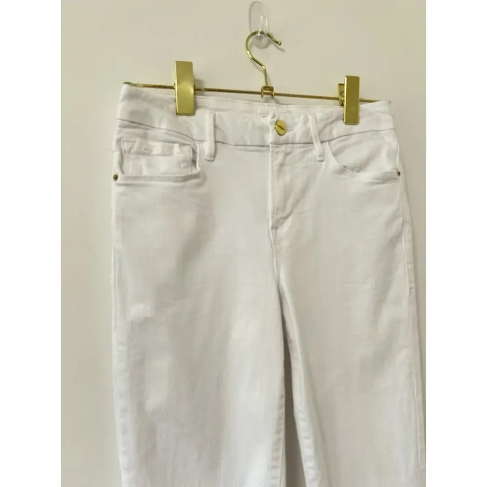Frame Le Crop Mini Boot Cut White Denim JEANS Size 26 x 32 Stretch‎ Womens - Picture 2 of 11